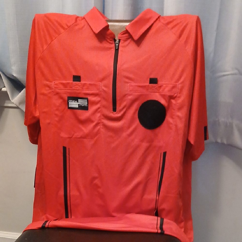 Red Polo Shirt with Collared Design and Moisture-Wicking Fabric, REFEREE